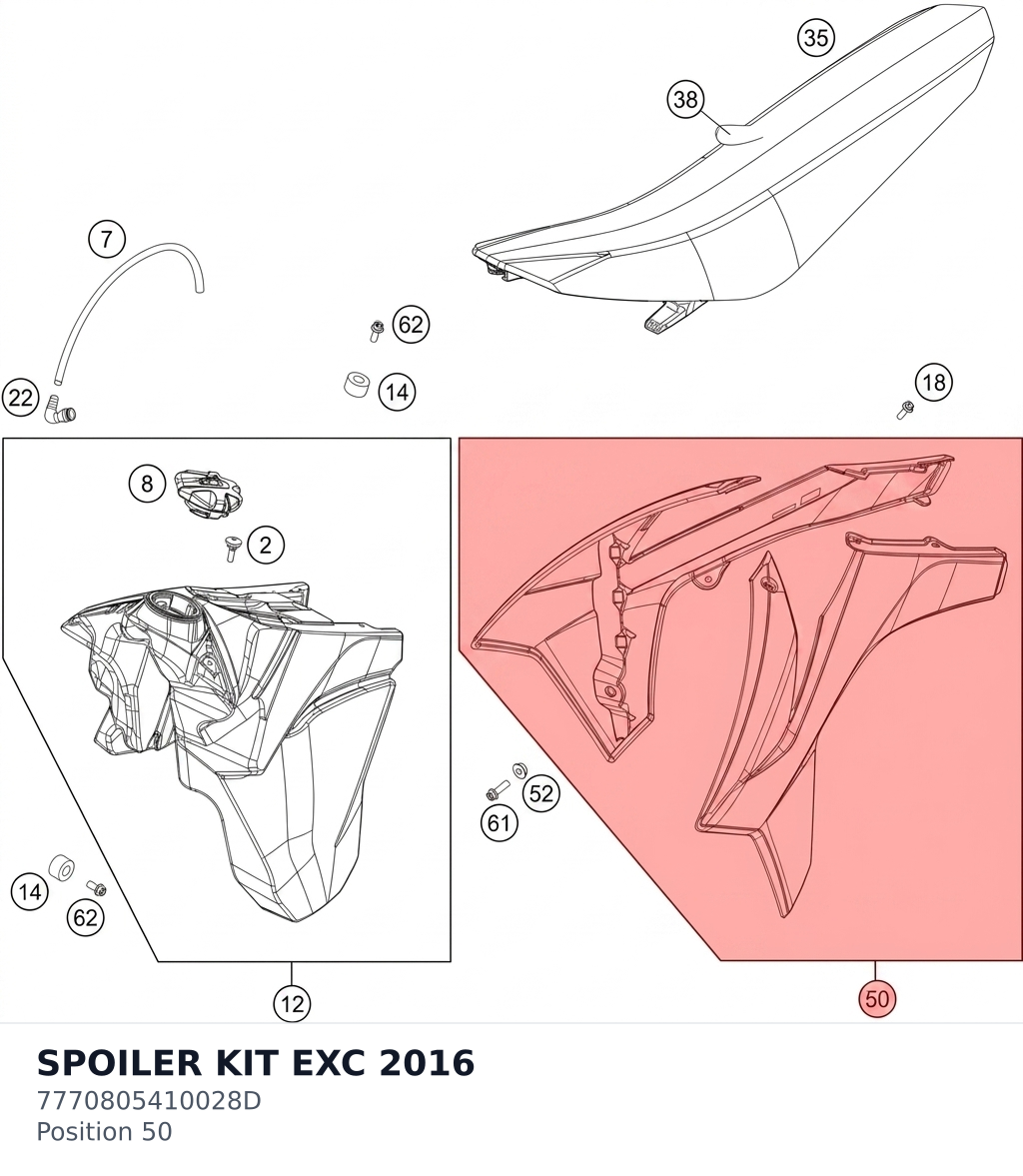 Diagram preview: SPOILER KIT EXC           2016 (7770805410028D)
