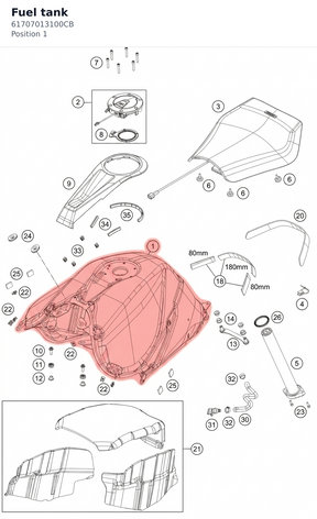 Diagram preview: Fuel tank (61707013100CB)