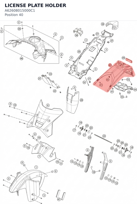 Diagram preview: LICENSE PLATE HOLDER (A62608015000C1)