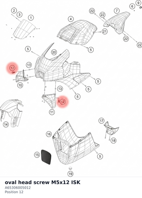 Diagram preview: oval head screw M5x12 ISK (A65306005012)