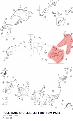 Diagram preview: FUEL TANK SPOILER, LEFT BOTTOM PART (61908050044BHA)