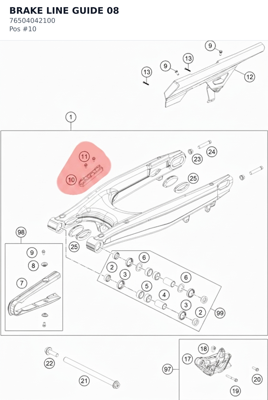 Diagram preview: BRAKE LINE GUIDE 08 (76504042100)
