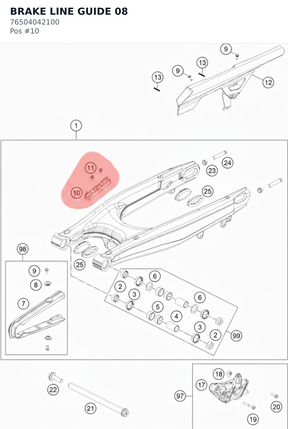 Diagram preview: BRAKE LINE GUIDE 08 (76504042100)