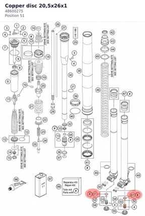 Diagram preview: Copper disc 20,5x26x1 (48600275)