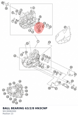 Diagram preview: BALL BEARING 63/2/8 HN3CNP (90130082000)