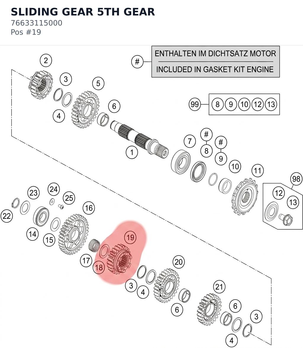 Diagram preview: SLIDING GEAR 5TH GEAR (76633115000)