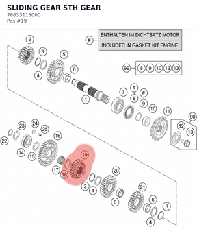 Diagram preview: SLIDING GEAR 5TH GEAR (76633115000)