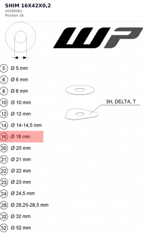 Diagram preview: SHIM 16X42X0,2 (50180061)
