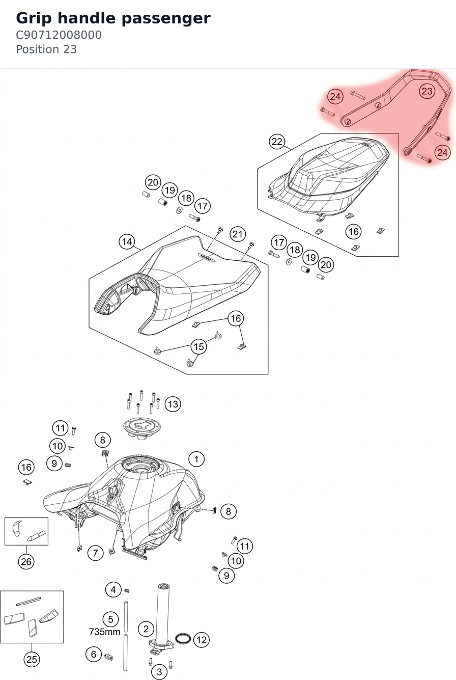 Diagram preview: Grip handle passenger (C90712008000)