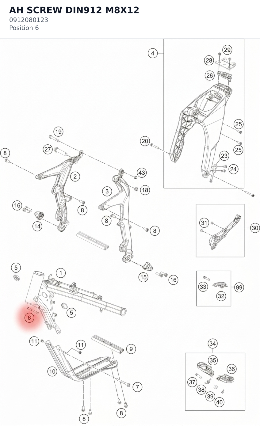 Diagram preview: AH SCREW DIN912 M8X12 (0912080123)