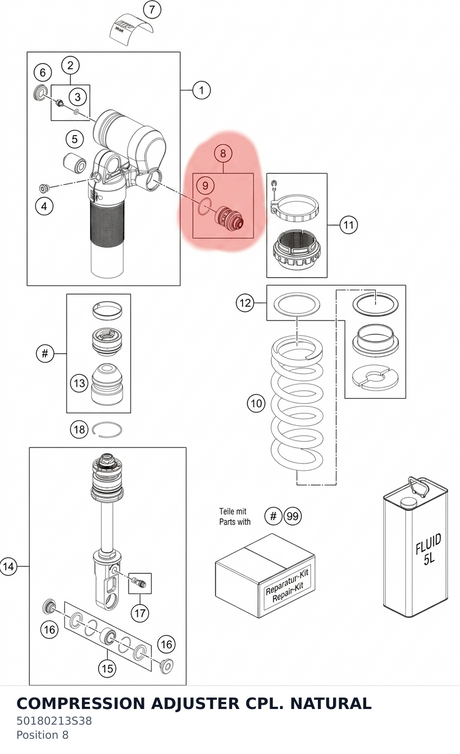Diagram preview: COMPRESSION ADJUSTER CPL. NATURAL (50180213S38)