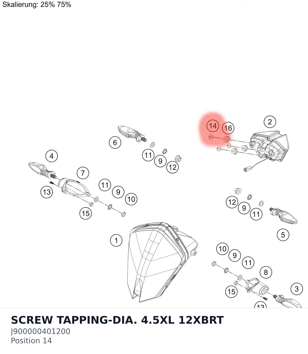 Diagram preview: SCREW TAPPING-DIA. 4.5XL 12XBRT (J900000401200)