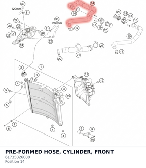 Diagram preview: PRE-FORMED HOSE, CYLINDER, FRONT (61735026000)