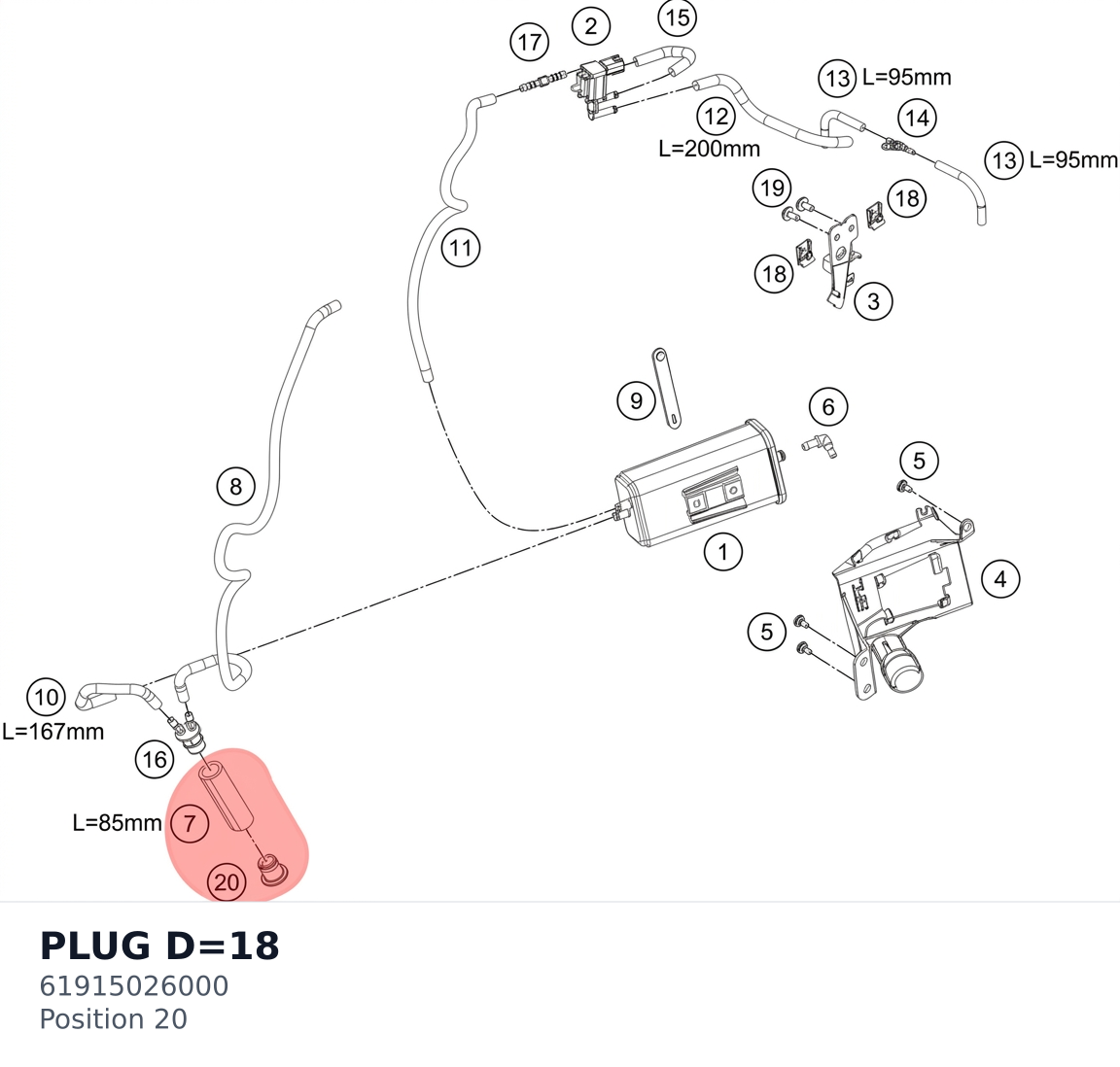 Diagram preview: PLUG D=18 (61915026000)