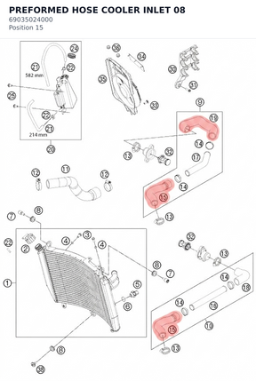 Diagram preview: PREFORMED HOSE COOLER INLET 08 (69035024000)