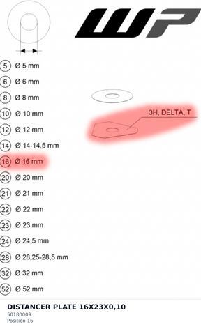 Diagram preview: DISTANCER PLATE 16X23X0,10 (50180009)