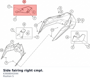 Diagram preview: Side fairing right cmpl. (63608042044)