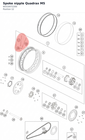 Diagram preview: Spoke nipple Quadrax M5 (60310072200)