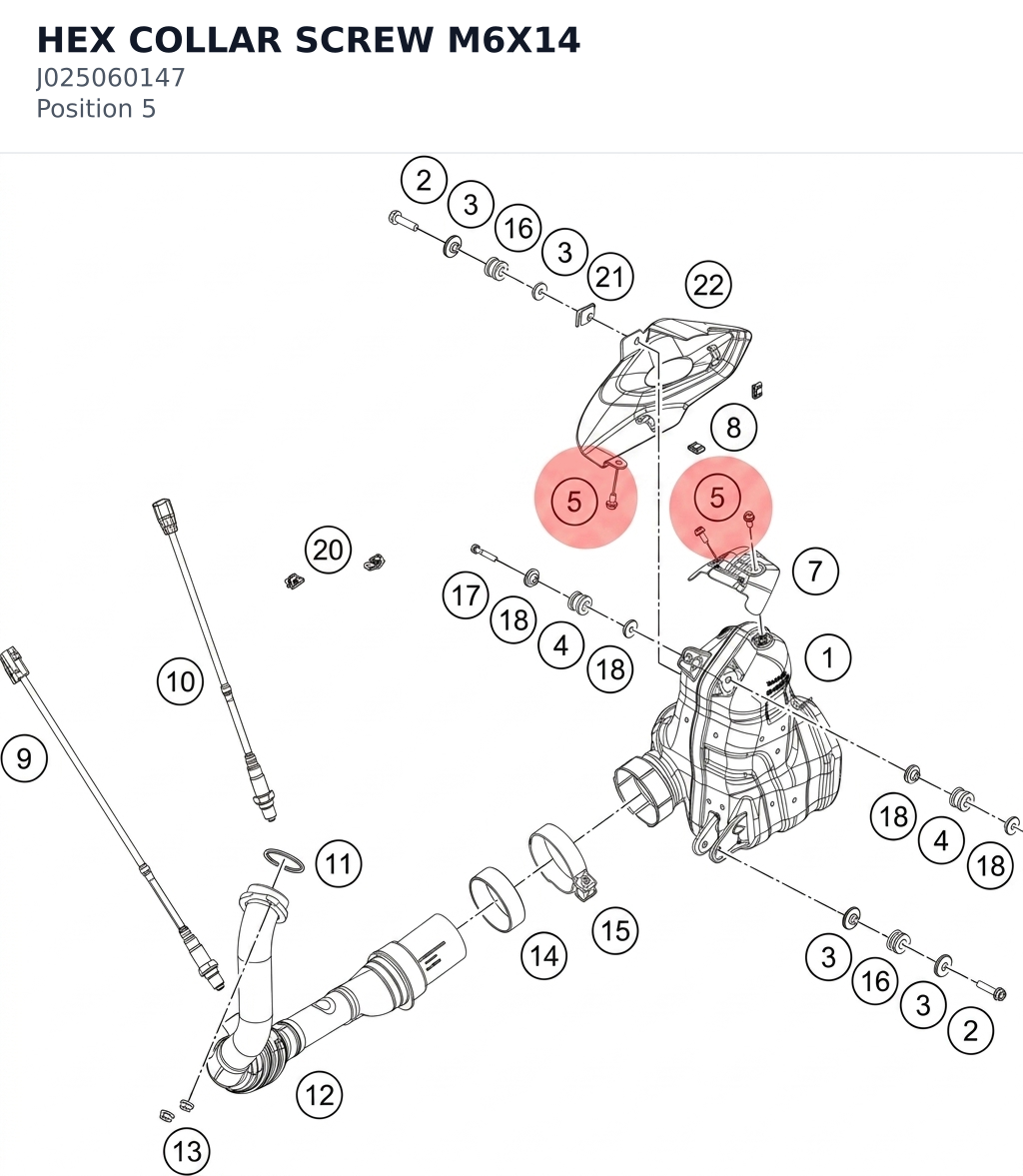 Diagram preview: HEX COLLAR SCREW M6X14 (J025060147)