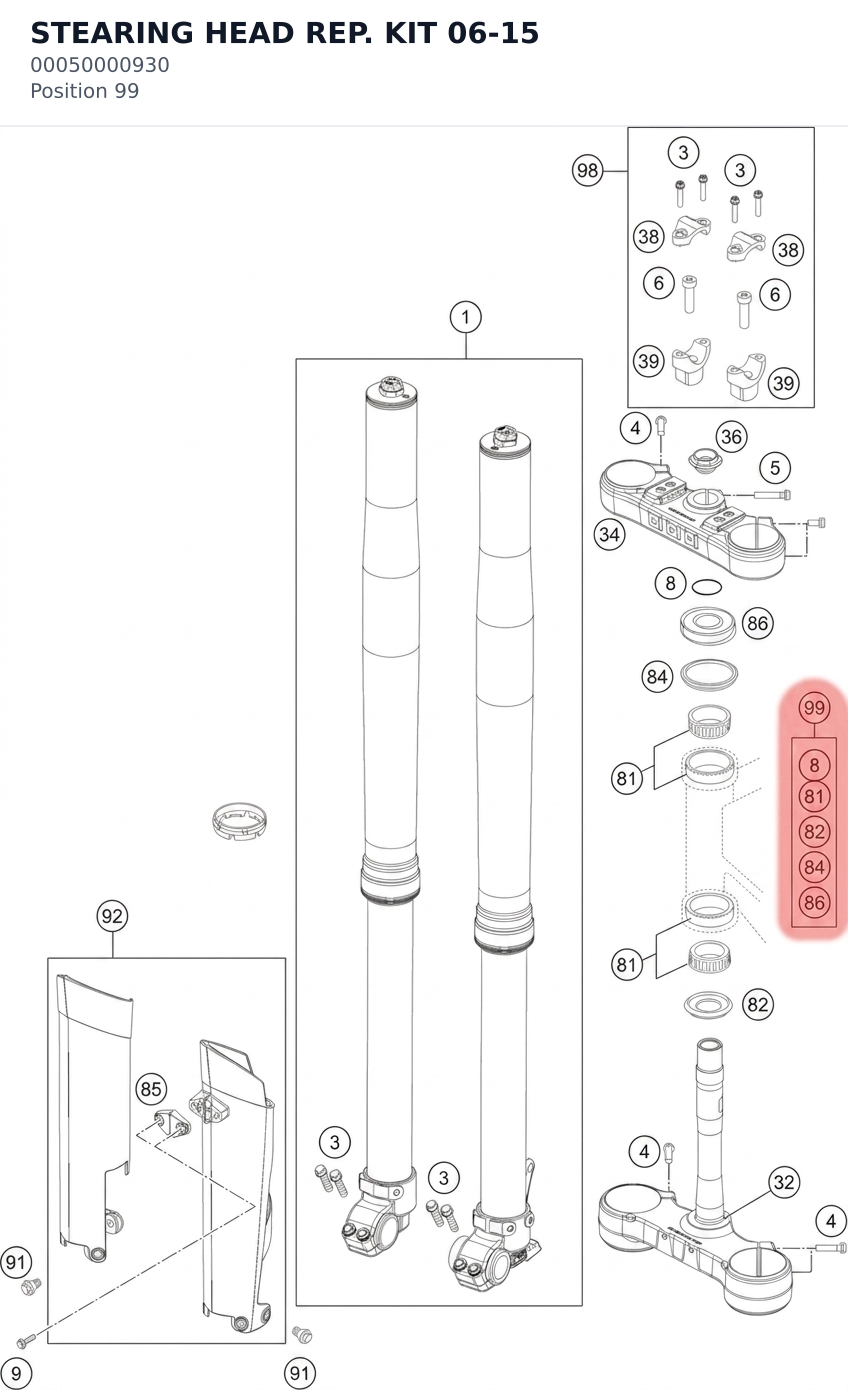 Diagram preview: STEARING HEAD REP. KIT 06-15 (00050000930)