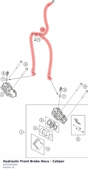 Diagram preview: Hydraulic Front Brake Hecu - Caliper (64142003000)