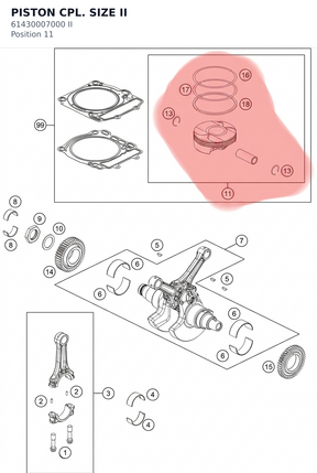 Diagram preview: PISTON CPL. SIZE II (61430007000 II)