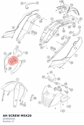 Diagram preview: AH SCREW M5X20 (J019050201)