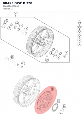 Diagram preview: BRAKE DISC D 320 (7600916000033)