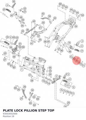 Diagram preview: PLATE LOCK PILLION STEP TOP (93003052000)