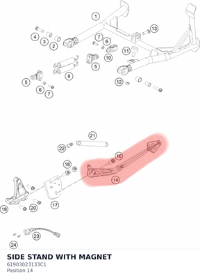 Diagram preview: SIDE STAND WITH MAGNET (61903023133C1)