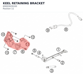 Diagram preview: KEEL RETAINING BRACKET (69003029100)