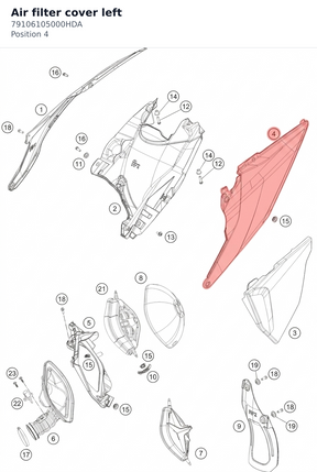Diagram preview: Air filter cover left (79106105000HDA)