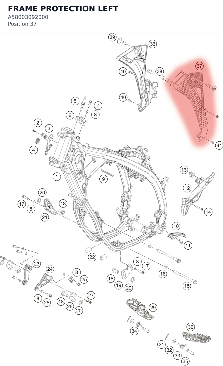 Diagram preview: FRAME PROTECTION LEFT (A58003092000)