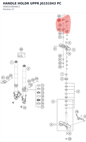 Diagram preview: HANDLE HOLDR UPPR JG151043 PC (95801038000C1)