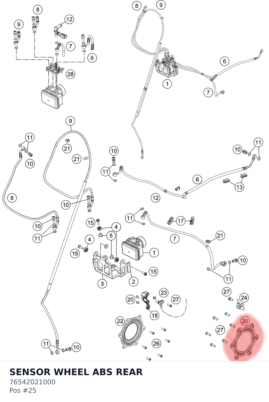 Diagram preview: SENSOR WHEEL ABS REAR (76542021000)