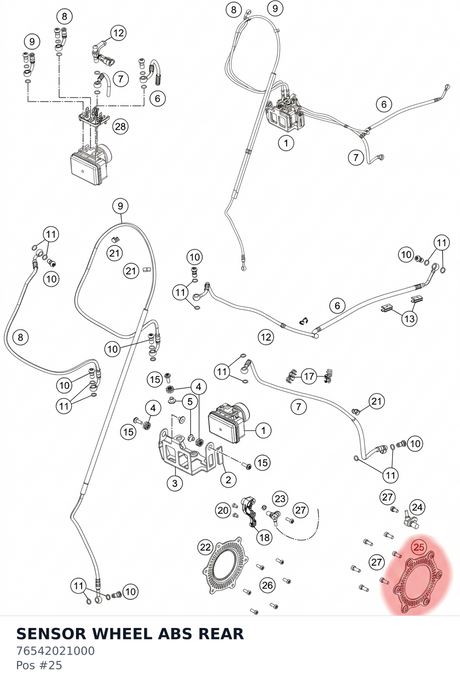 Diagram preview: SENSOR WHEEL ABS REAR (76542021000)
