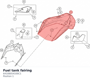 Diagram preview: Fuel tank fairing (64108054100C1)