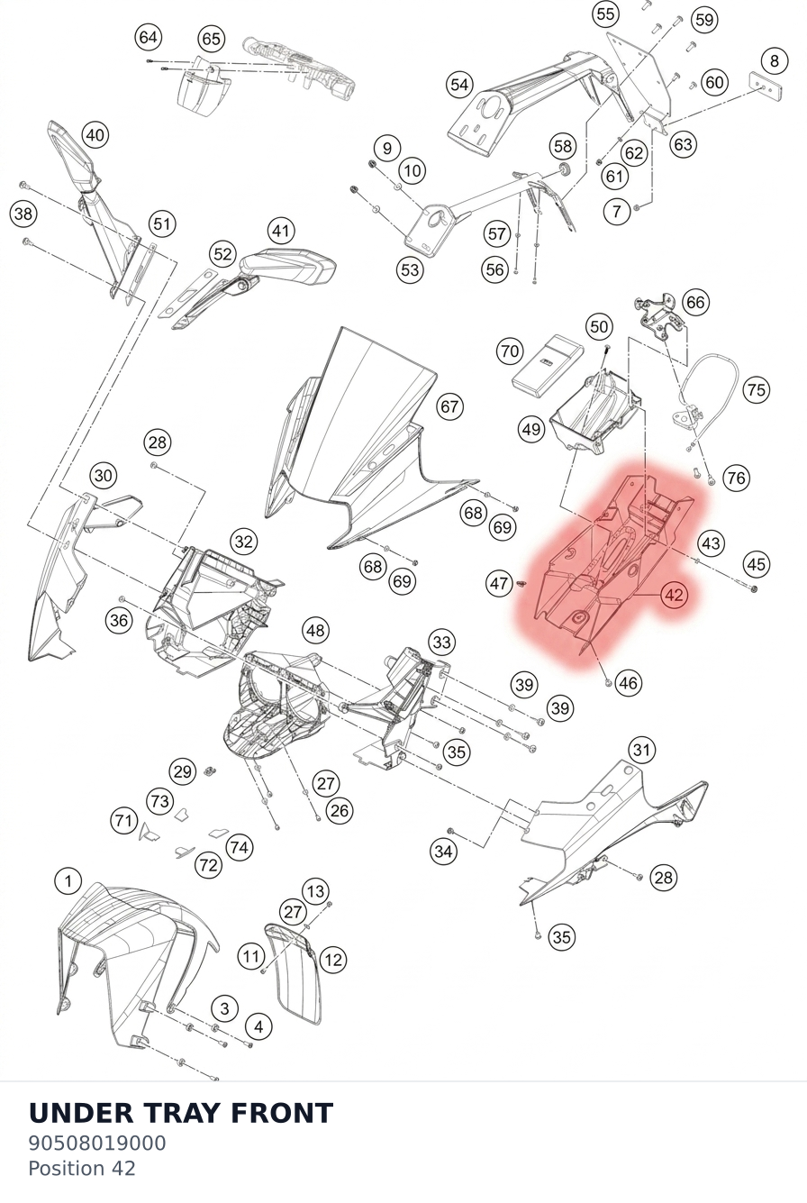 Diagram preview: UNDER TRAY FRONT (90508019000)