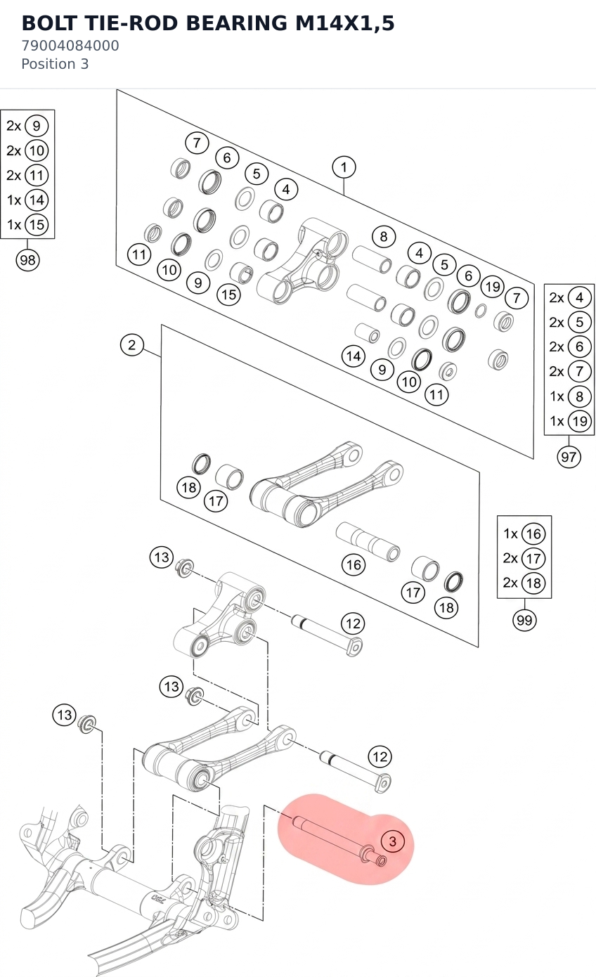 Diagram preview: BOLT TIE-ROD BEARING M14X1,5 (79004084000)