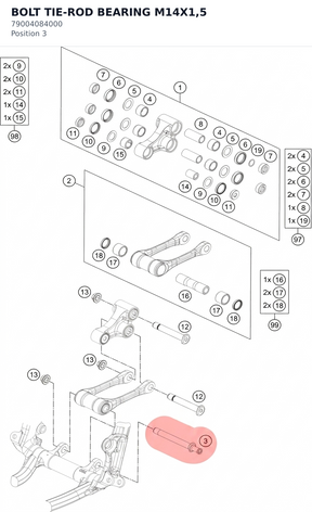 Diagram preview: BOLT TIE-ROD BEARING M14X1,5 (79004084000)
