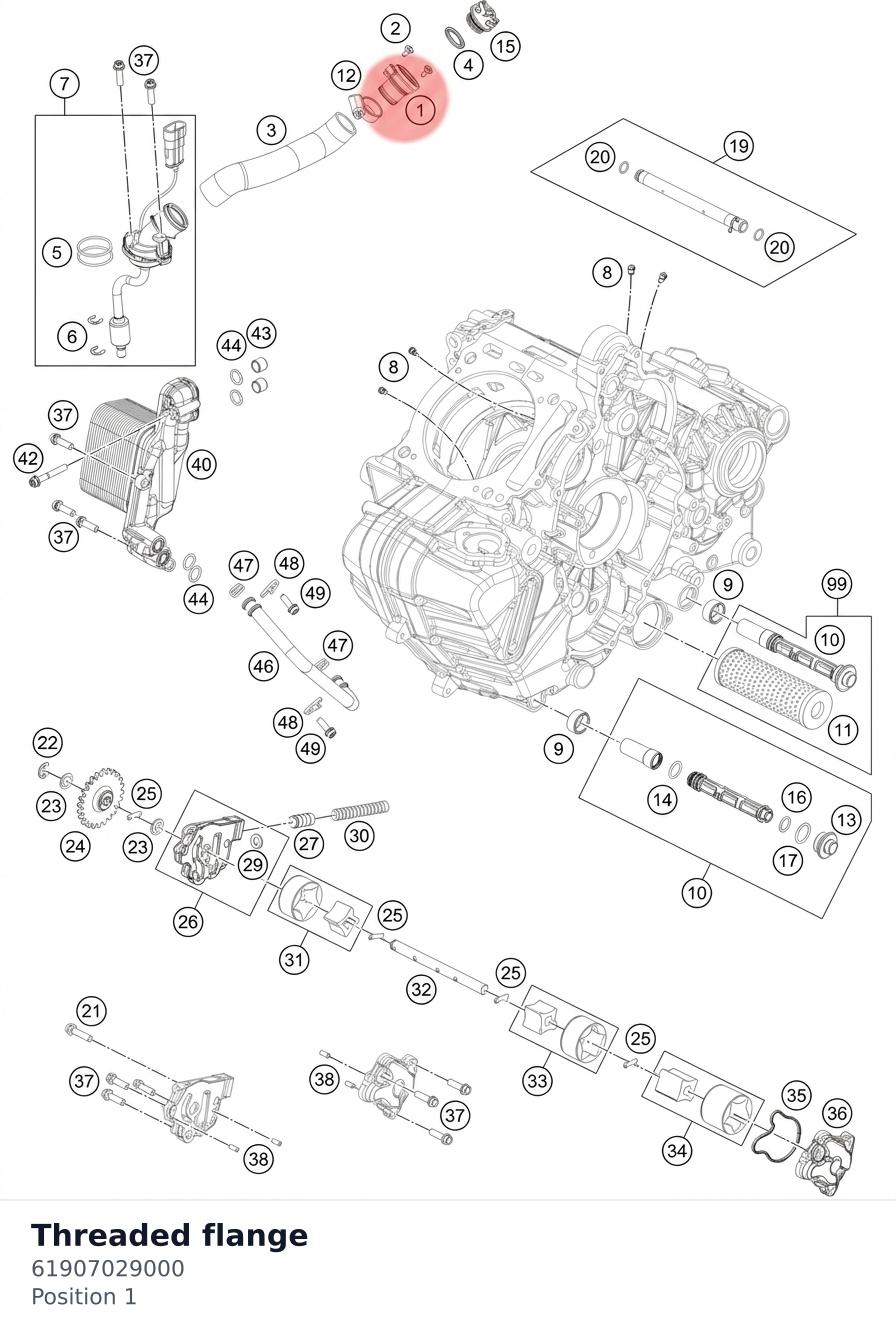 Diagram preview: Threaded flange (61907029000)