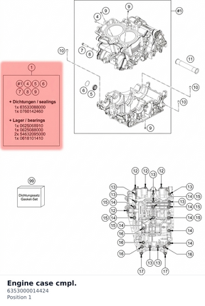 Diagram preview: Engine case cmpl. (6353000014424)