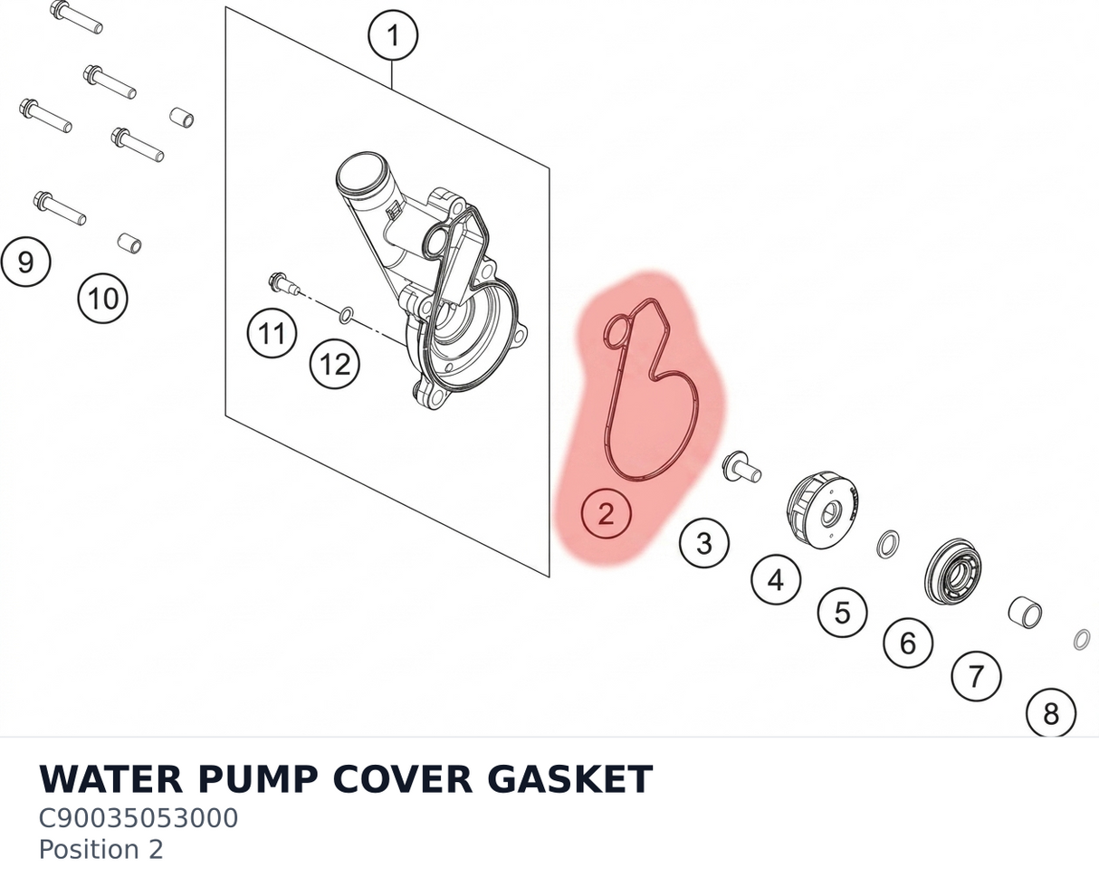 Diagram preview: WATER PUMP COVER GASKET (C90035053000)