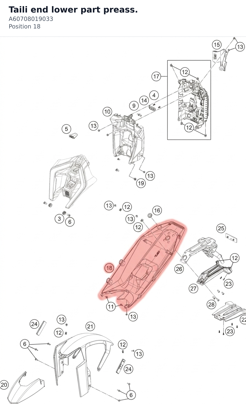 Diagram preview: Taili end lower part preass. (A60708019033)