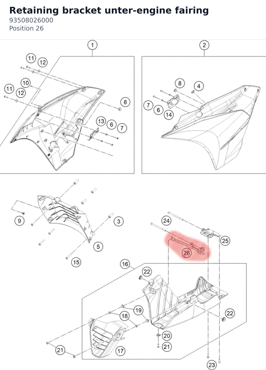 Diagram preview: Retaining bracket unter-engine fairing (93508026000)