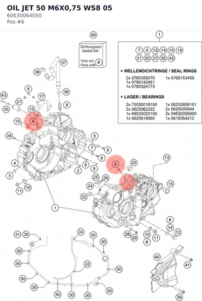 Diagram preview: OIL JET 50 M6X0,75 WS8 05 (60030064050)