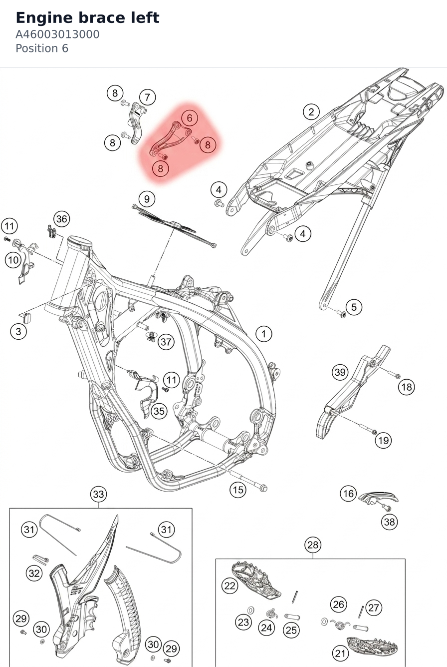Diagram preview: Engine brace left (A46003013000)