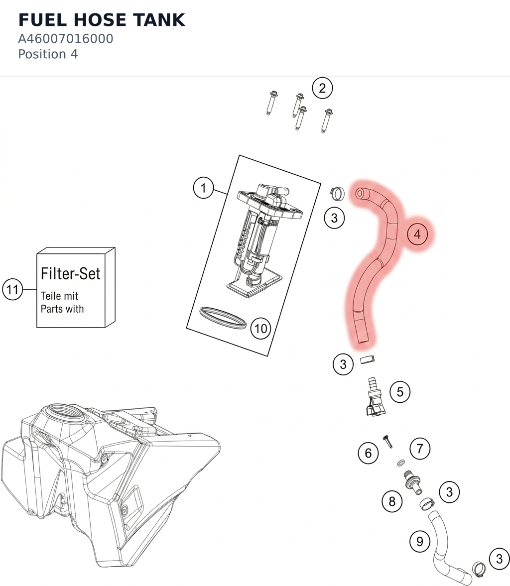Diagram preview: FUEL HOSE TANK (A46007016000)