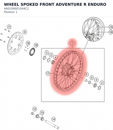 Diagram preview: WHEEL SPOKED FRONT ADVENTURE R ENDURO (A60109001044C1)