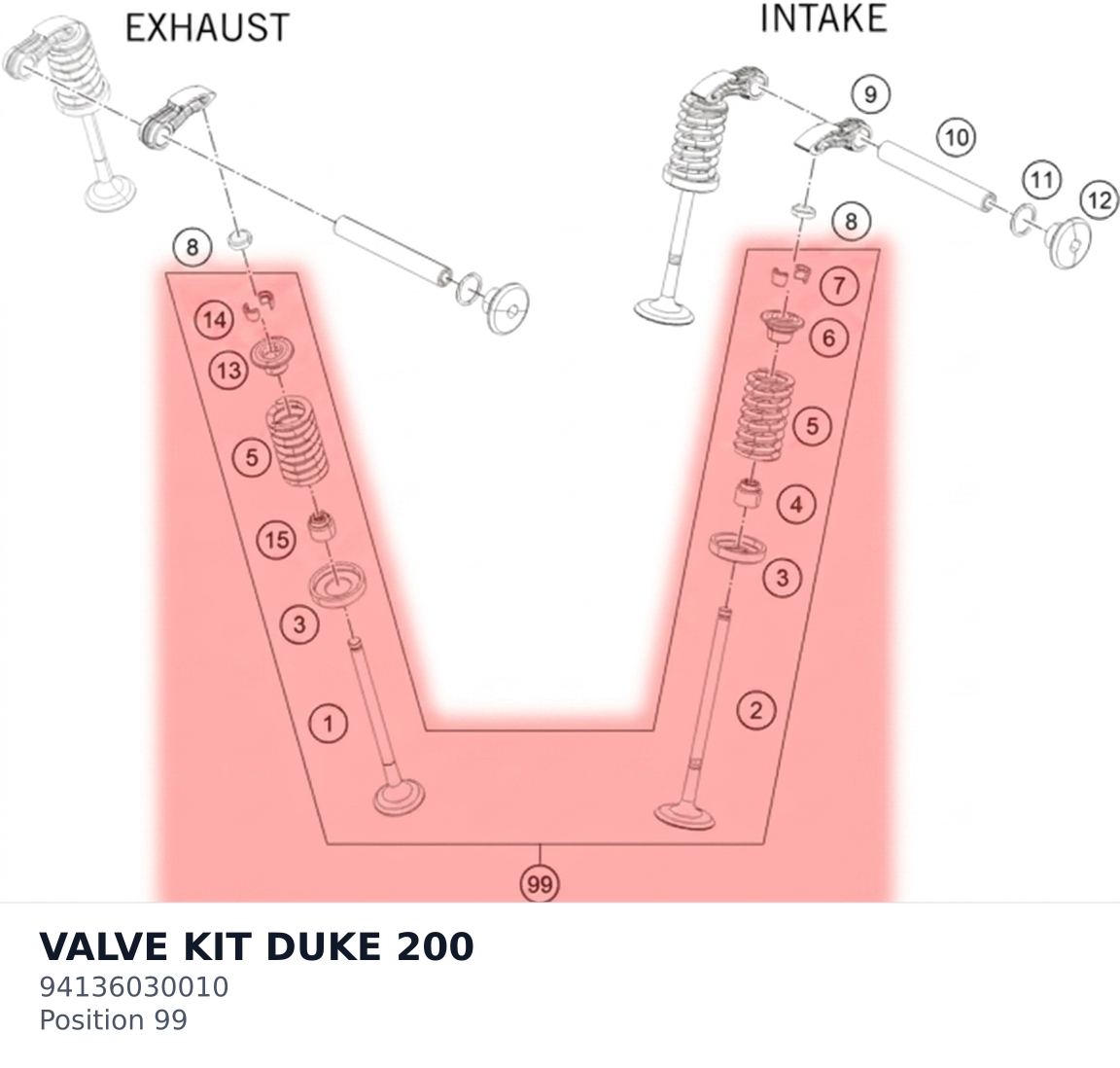 Diagram preview: VALVE KIT DUKE 200 (94136030010)